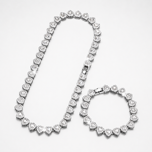 Set Cubana en Forma de Corazón con Circonitas