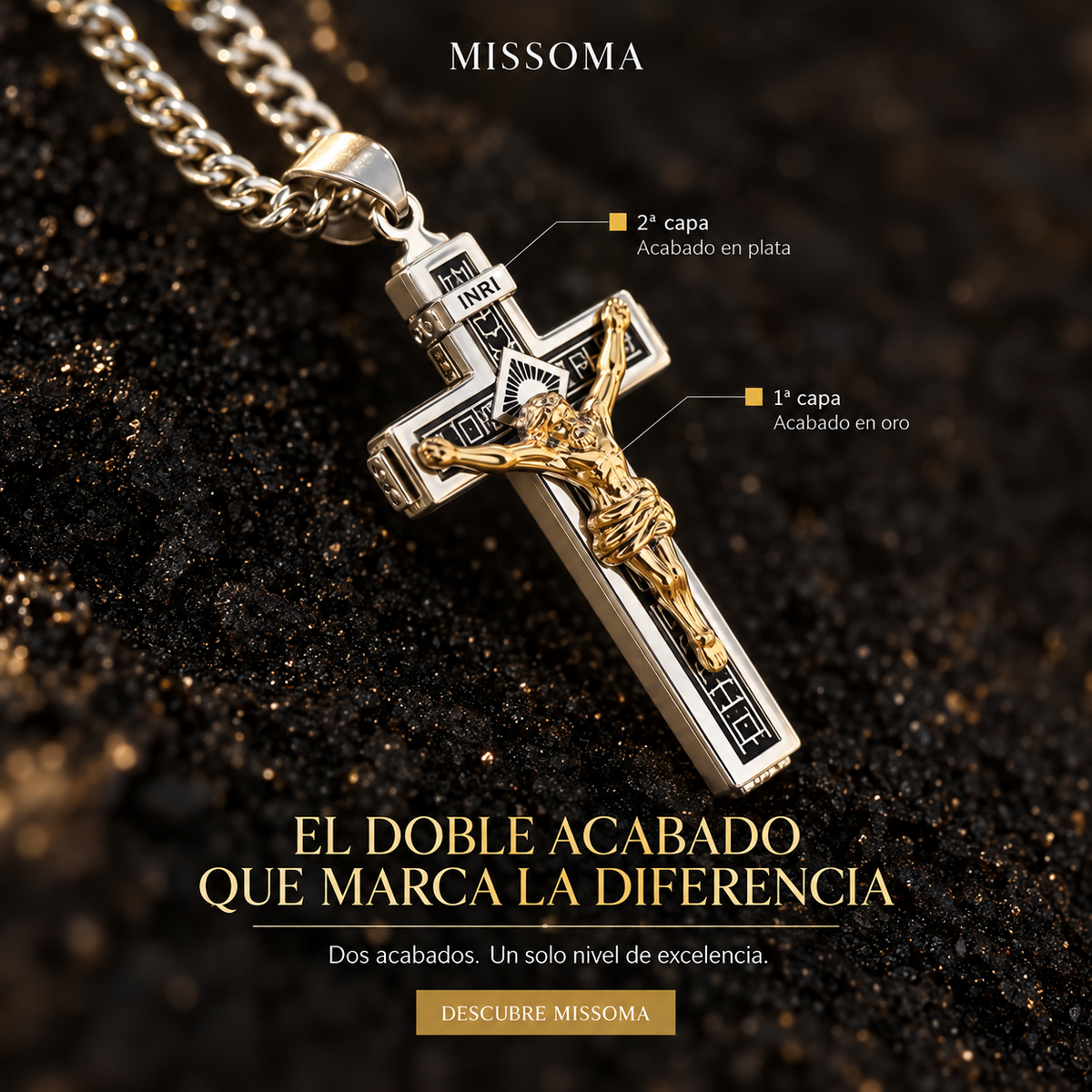 Cadena Crucifijo INRI 14K