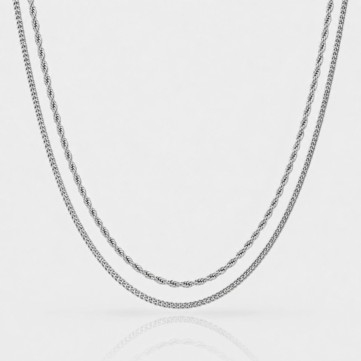 Set de Cadenas de Plata en Capas