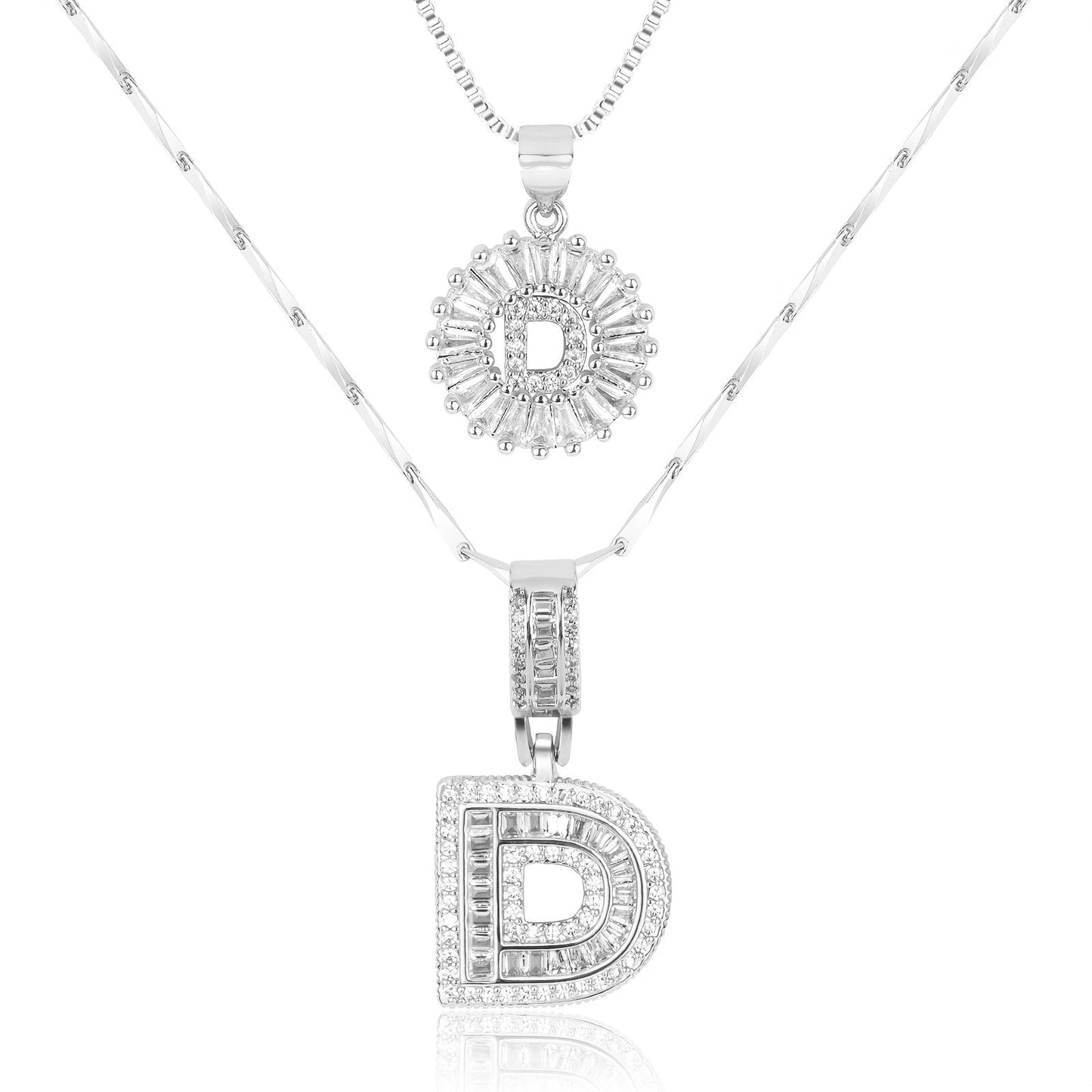 Set de 2 Collares 14K con Inicial y Brillo