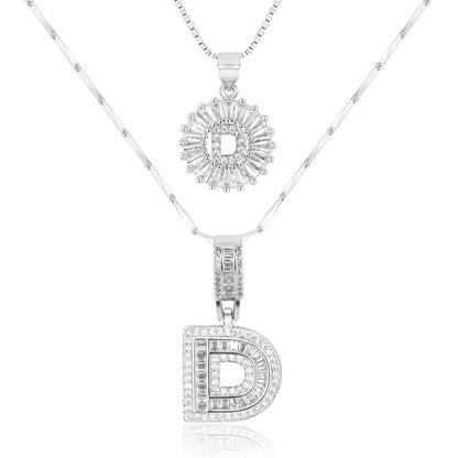 Set de 2 Collares 14K con Inicial y Brillo