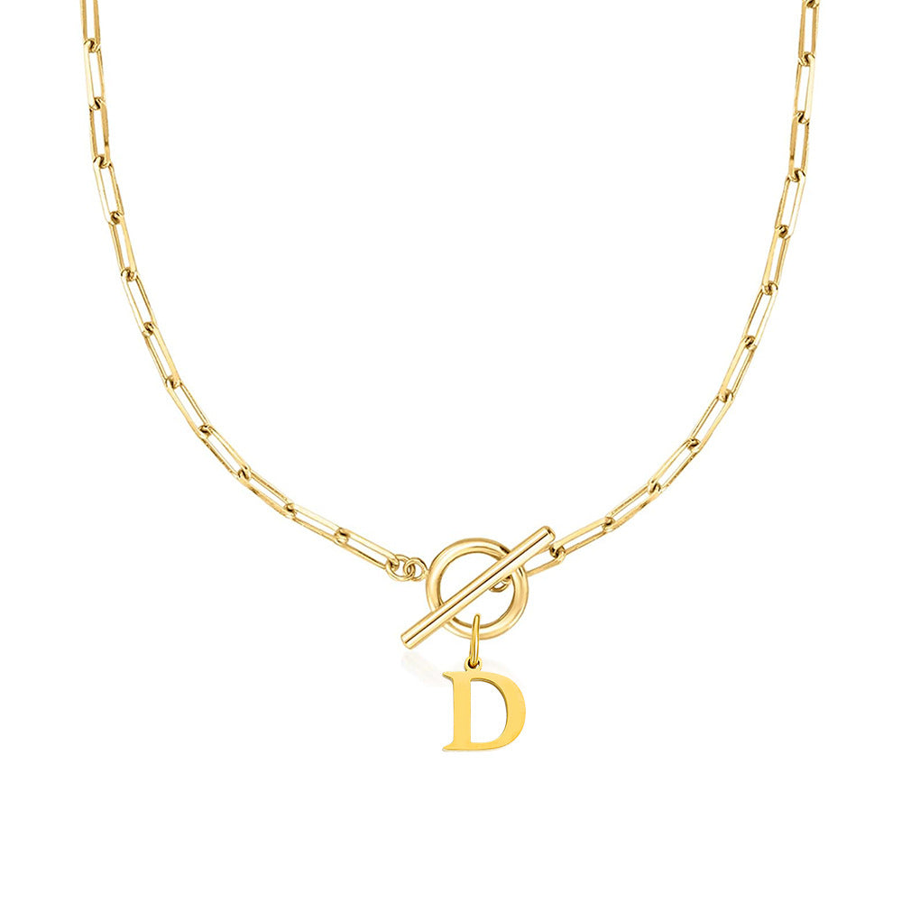 Collar Paperclip con Inicial y Cierre Circular