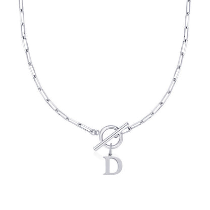 Collar Paperclip con Inicial y Cierre Circular