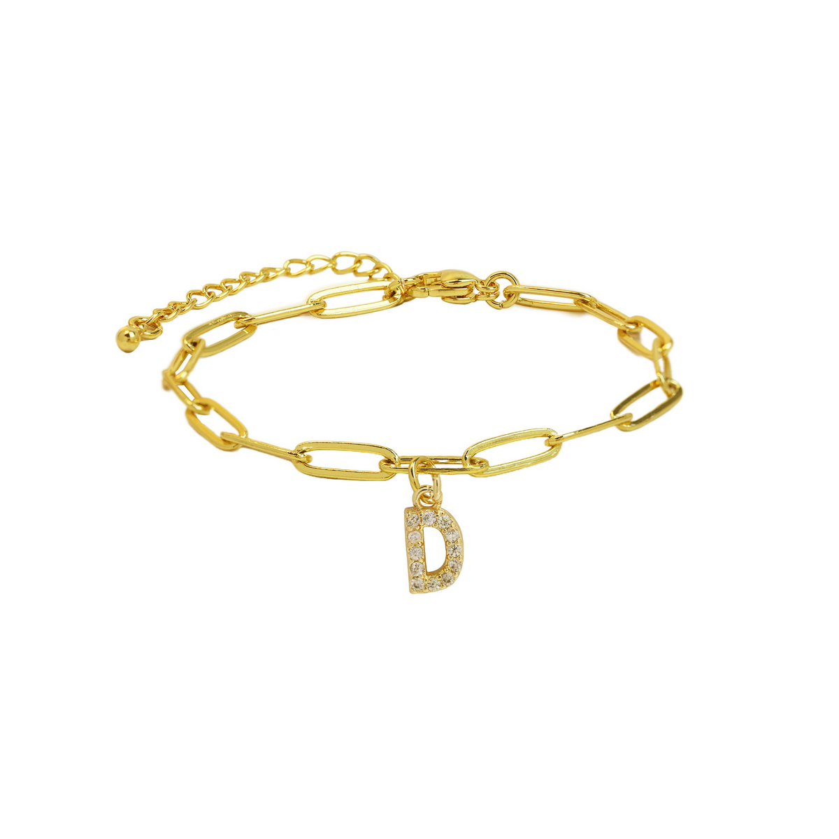 Pulsera delicada de eslabones clip con inicial