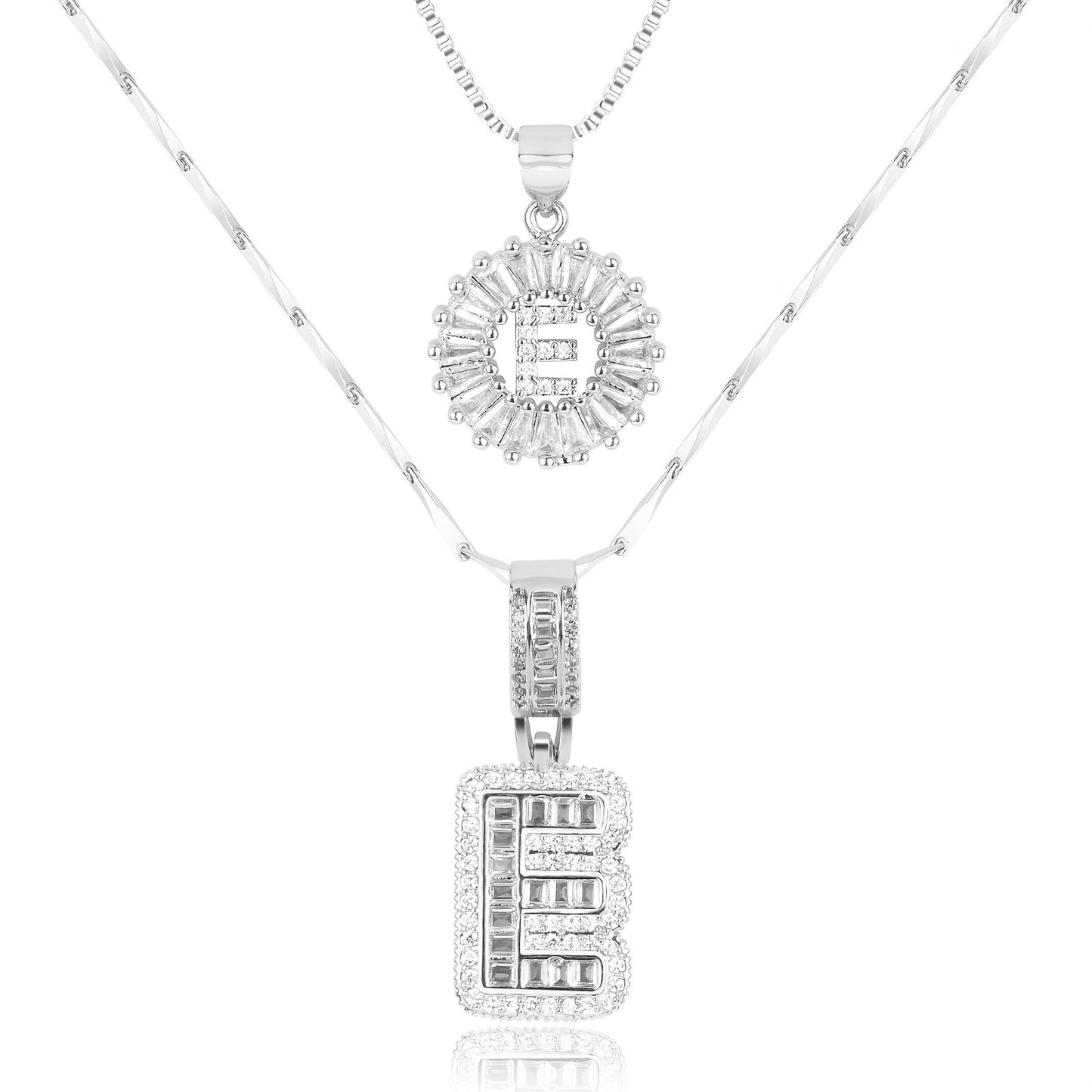 Set de 2 Collares 14K con Inicial y Brillo