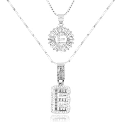 Set de 2 Collares 14K con Inicial y Brillo