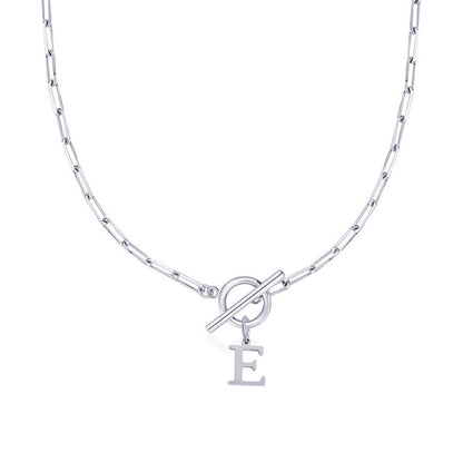 Collar Paperclip con Inicial y Cierre Circular
