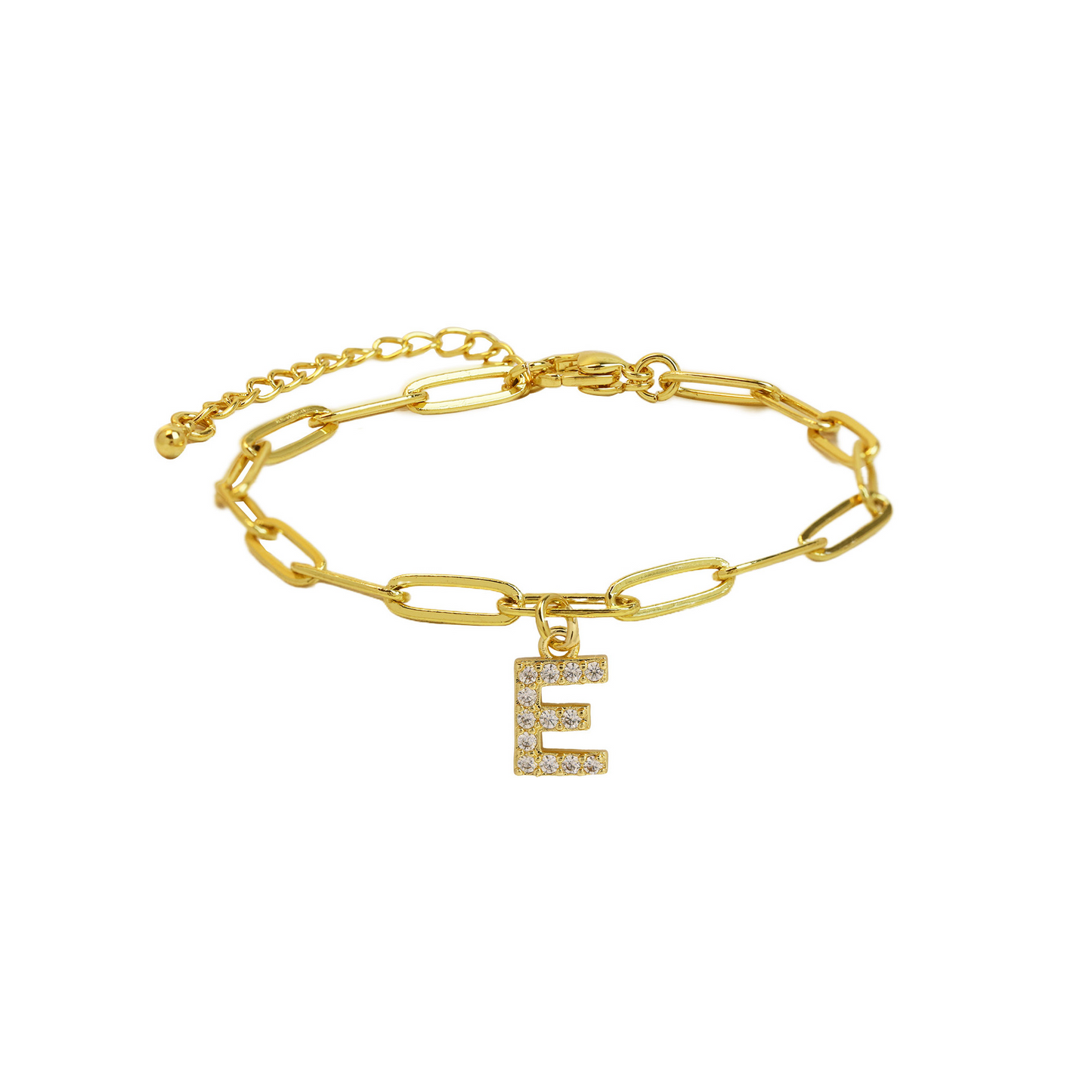 Pulsera delicada de eslabones clip con inicial