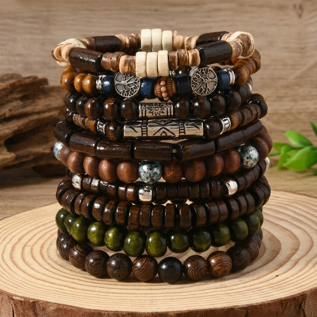 Set variado de 10 pulseras bohemias ajustables