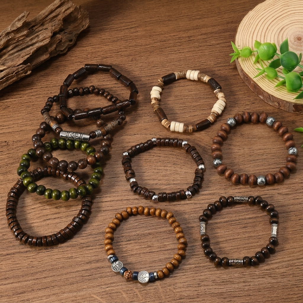Set variado de 10 pulseras bohemias ajustables