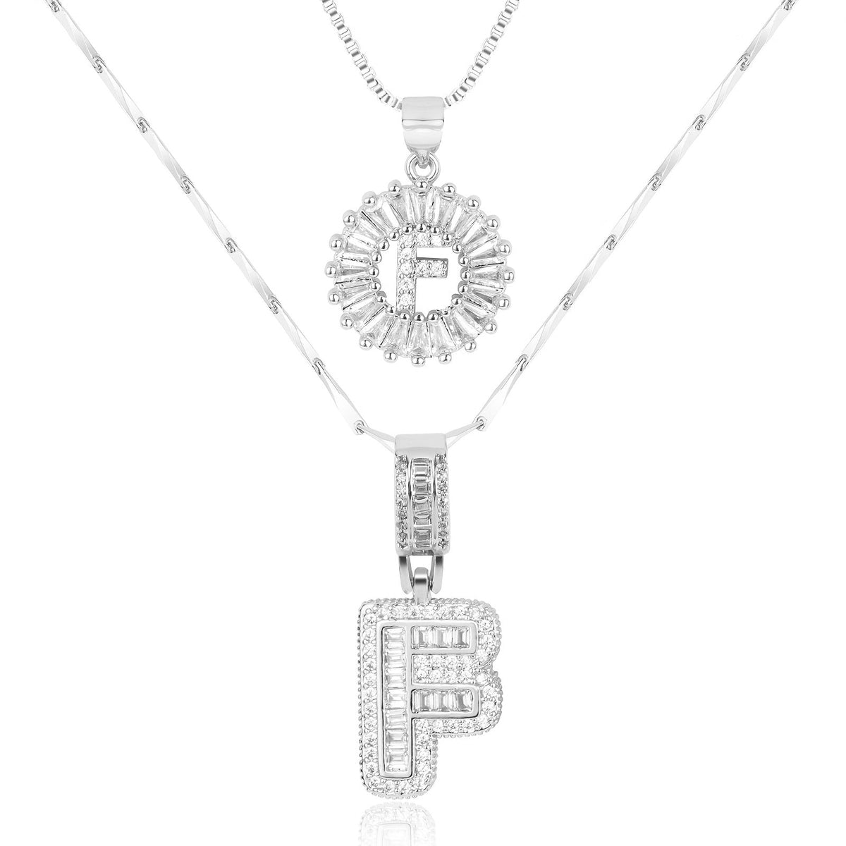 Set de 2 Collares 14K con Inicial y Brillo