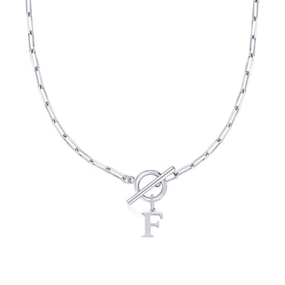 Collar Paperclip con Inicial y Cierre Circular