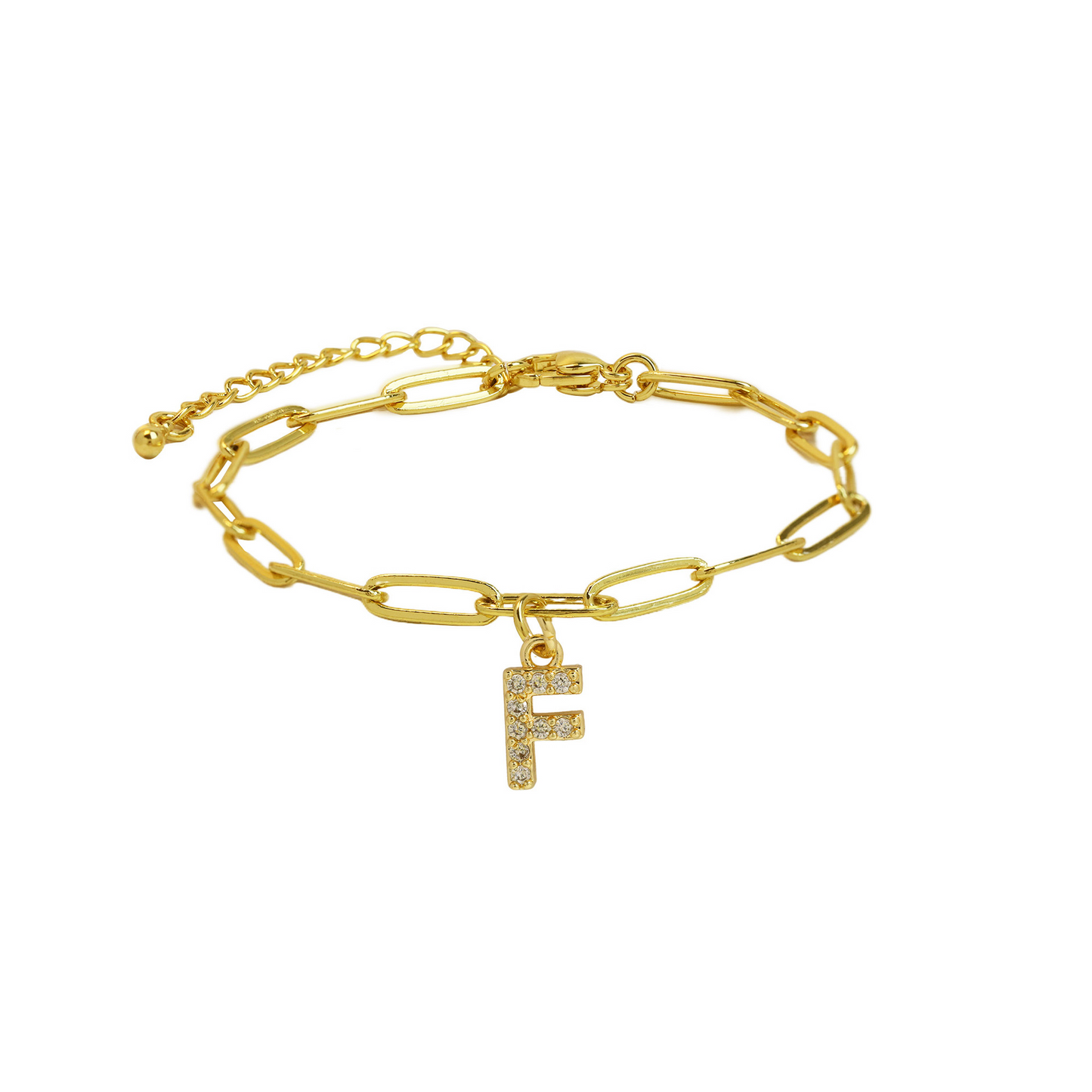 Pulsera delicada de eslabones clip con inicial