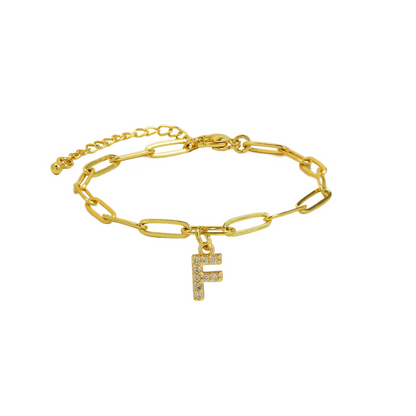 Pulsera delicada de eslabones clip con inicial