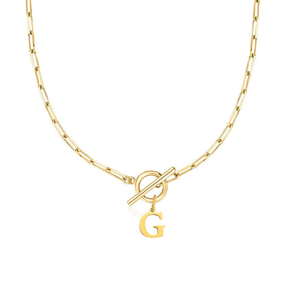Collar Paperclip con Inicial y Cierre Circular