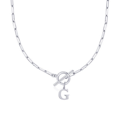 Collar Paperclip con Inicial y Cierre Circular