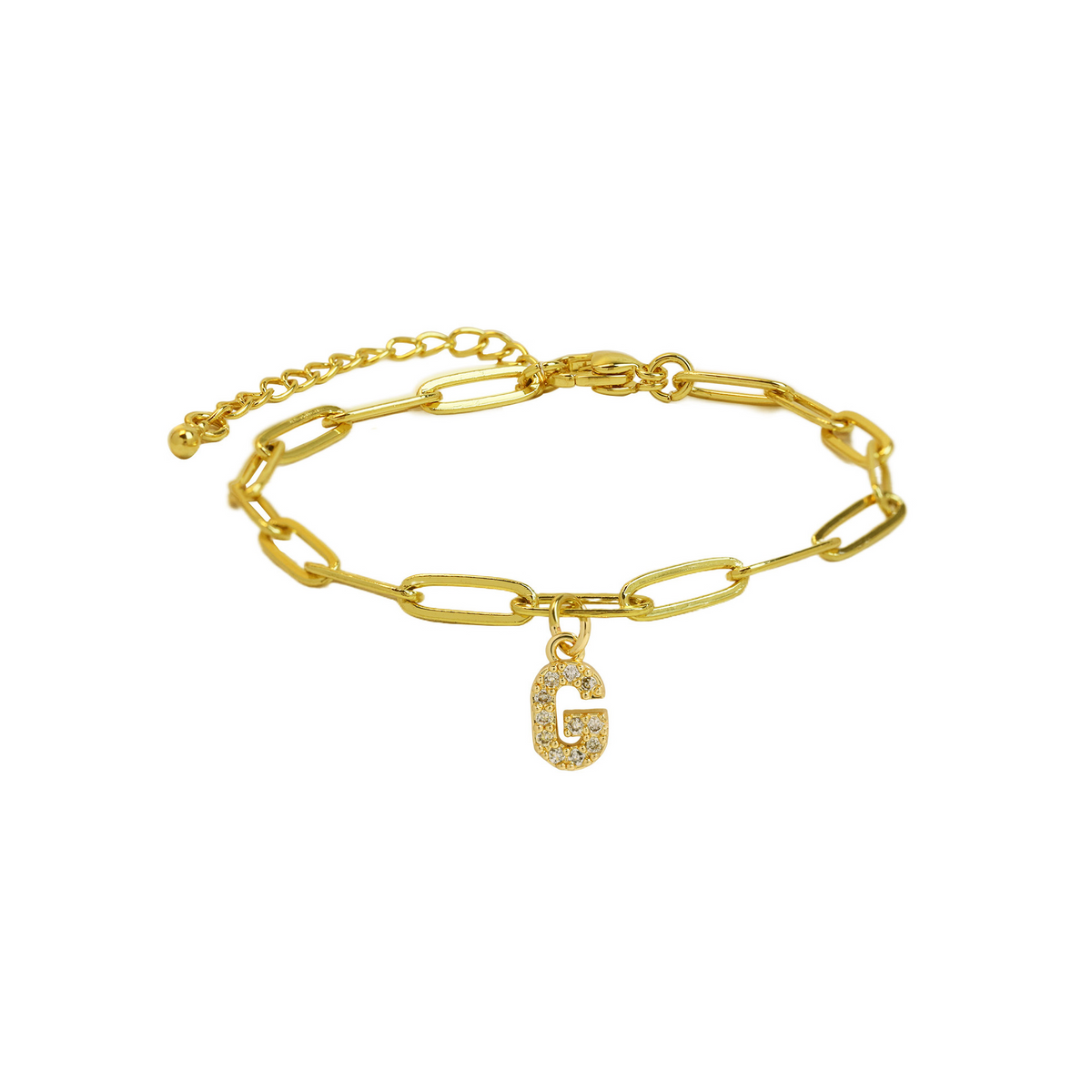 Pulsera delicada de eslabones clip con inicial