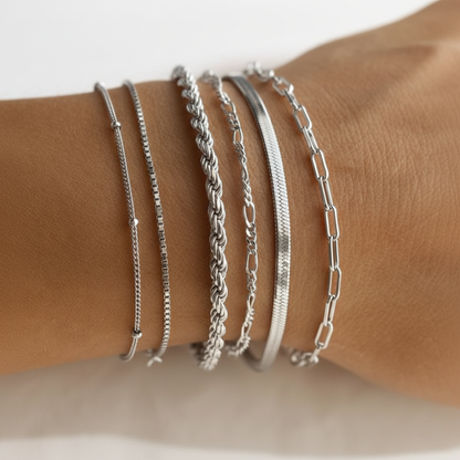 Set de 6 pulseras clásicas apilables