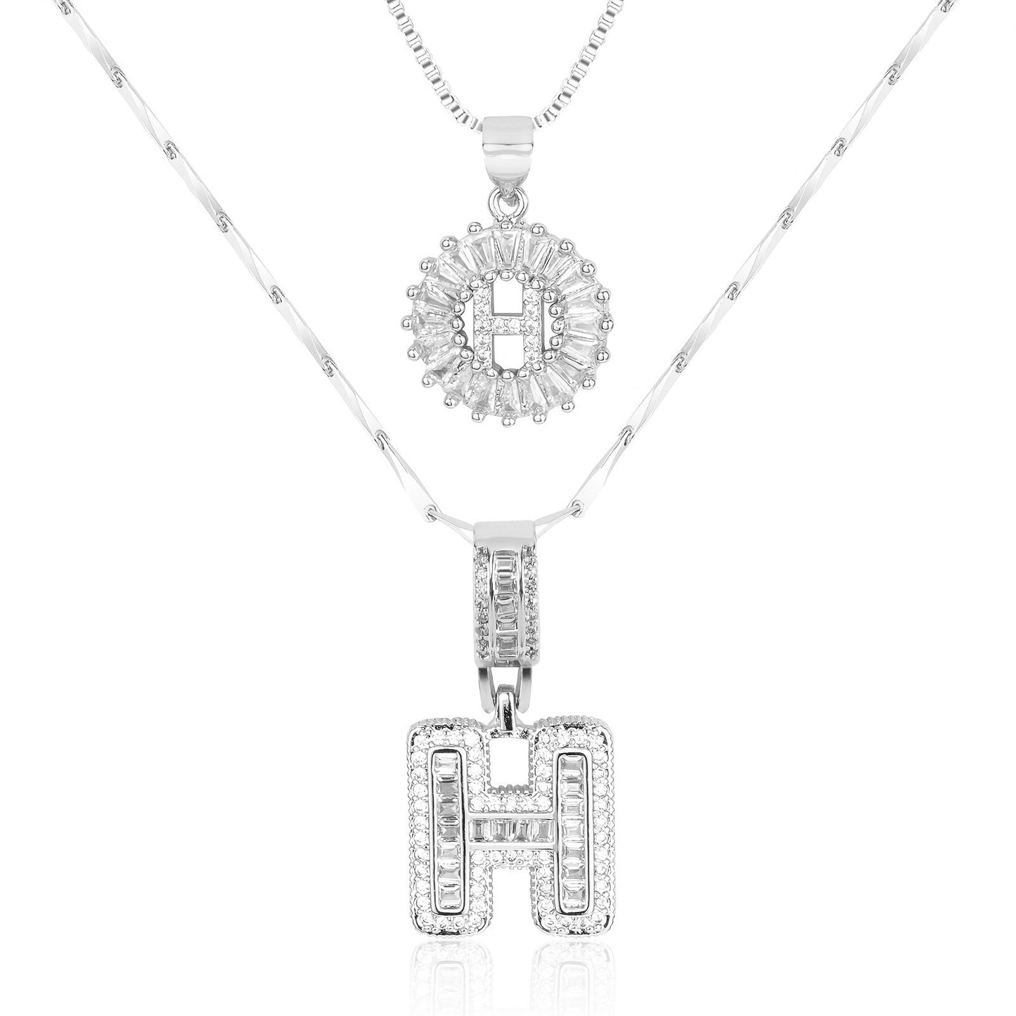 Set de 2 Collares 14K con Inicial y Brillo