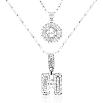Set de 2 Collares 14K con Inicial y Brillo