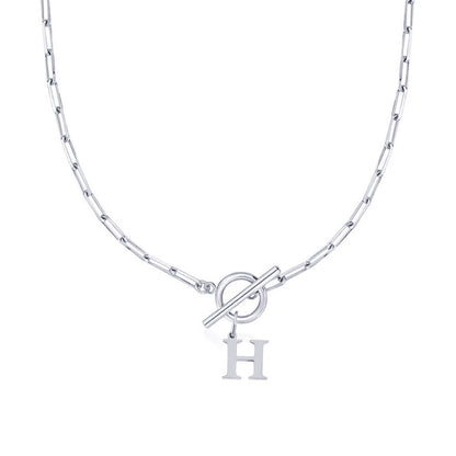 Collar Paperclip con Inicial y Cierre Circular