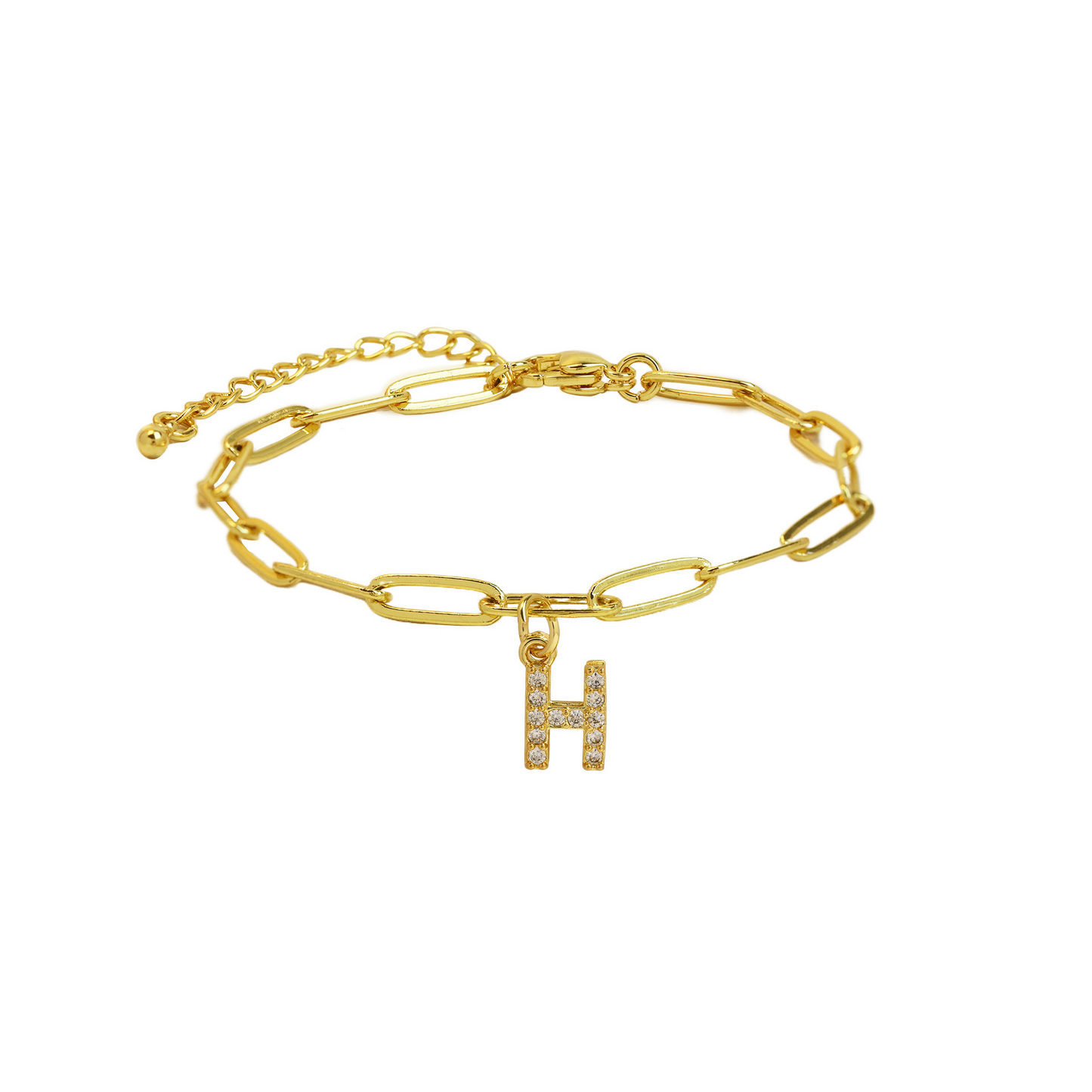 Pulsera delicada de eslabones clip con inicial