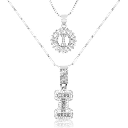 Set de 2 Collares 14K con Inicial y Brillo