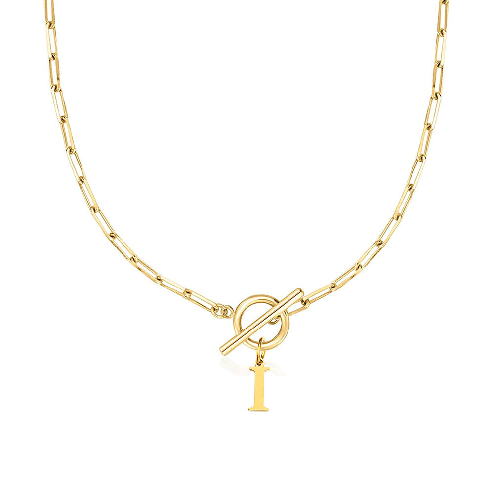 Collar Paperclip con Inicial y Cierre Circular
