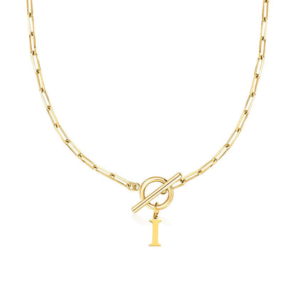 Collar Paperclip con Inicial y Cierre Circular