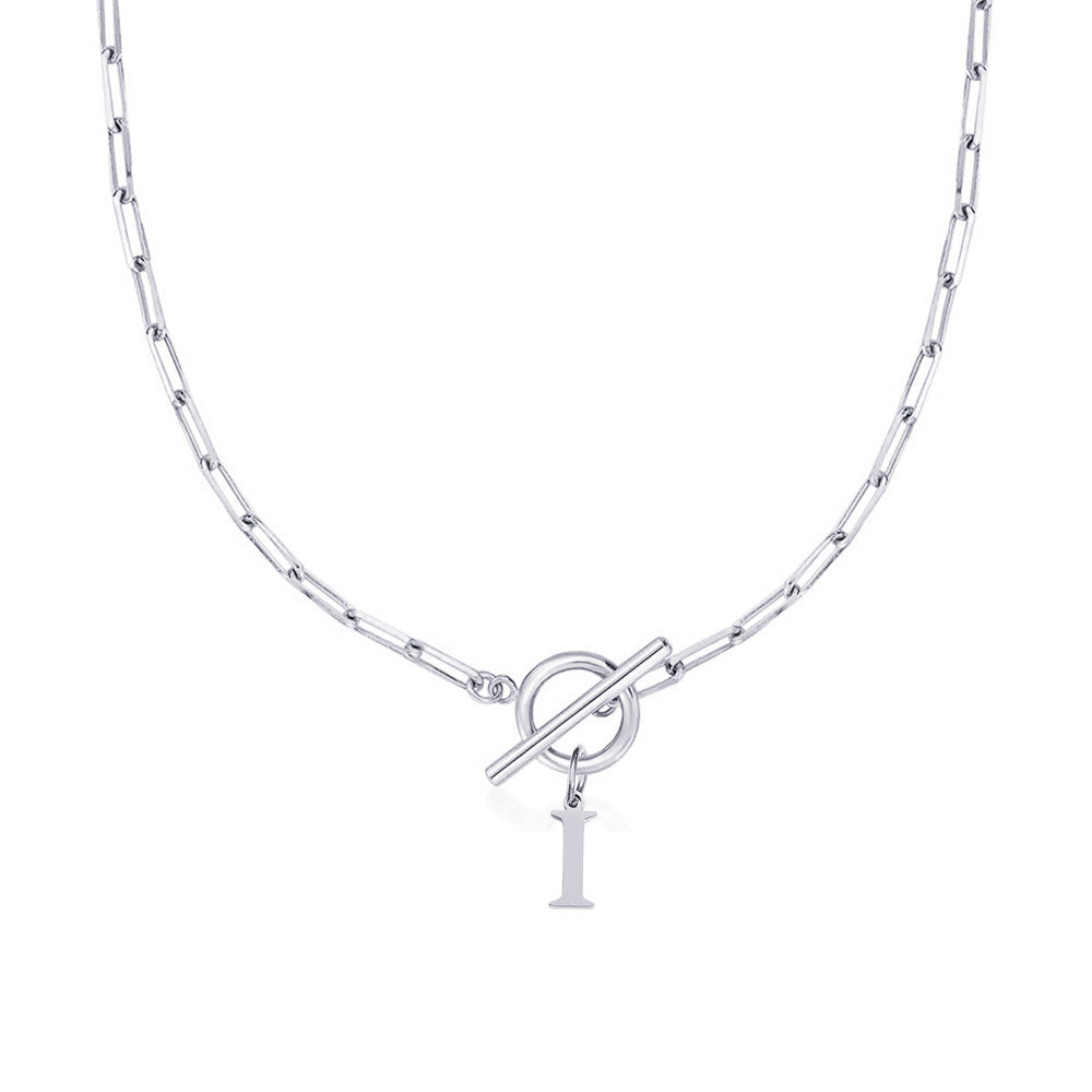 Collar Paperclip con Inicial y Cierre Circular