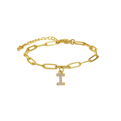 Pulsera delicada de eslabones clip con inicial