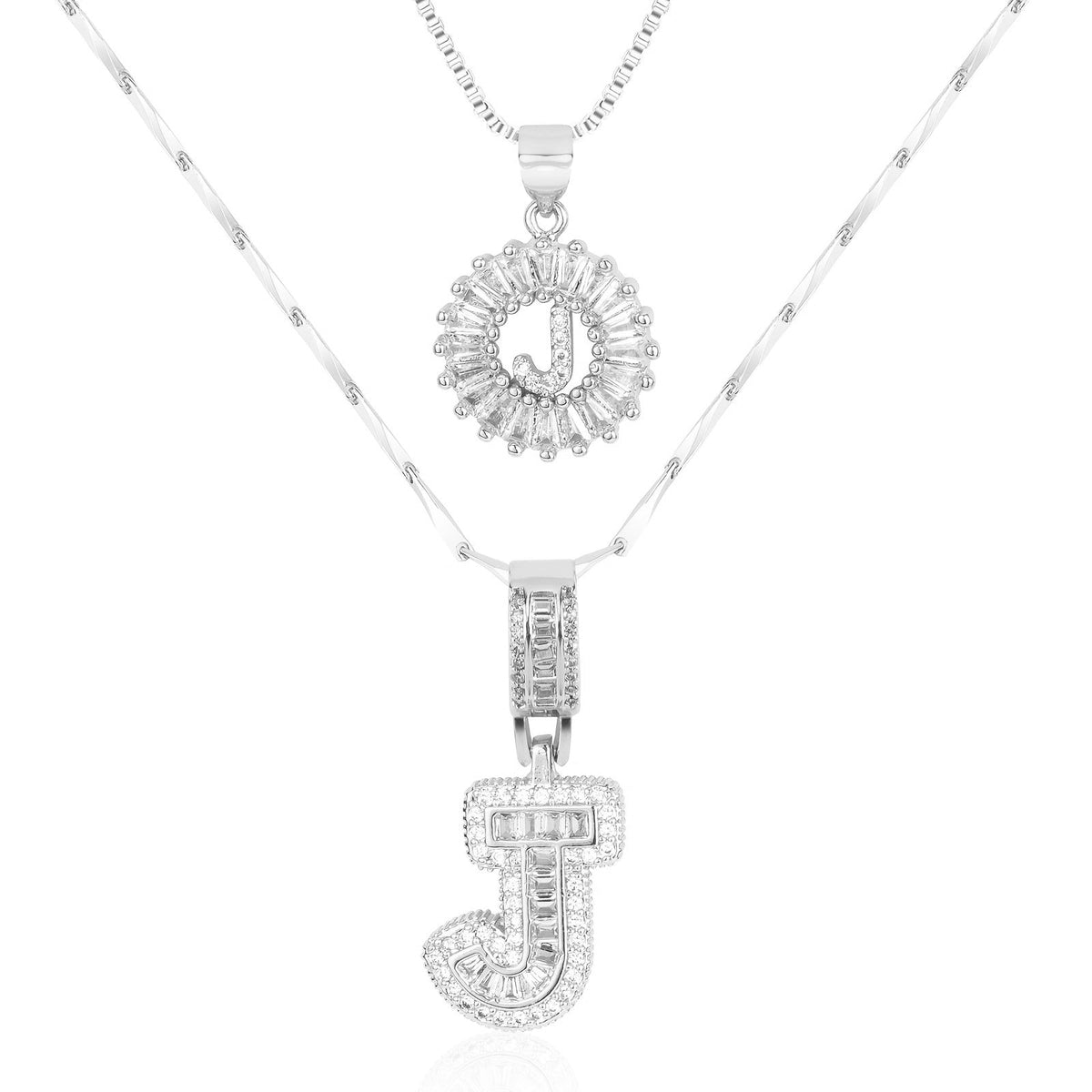 Set de 2 Collares 14K con Inicial y Brillo