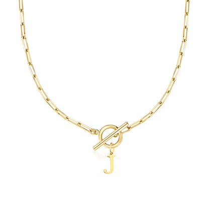Collar Paperclip con Inicial y Cierre Circular