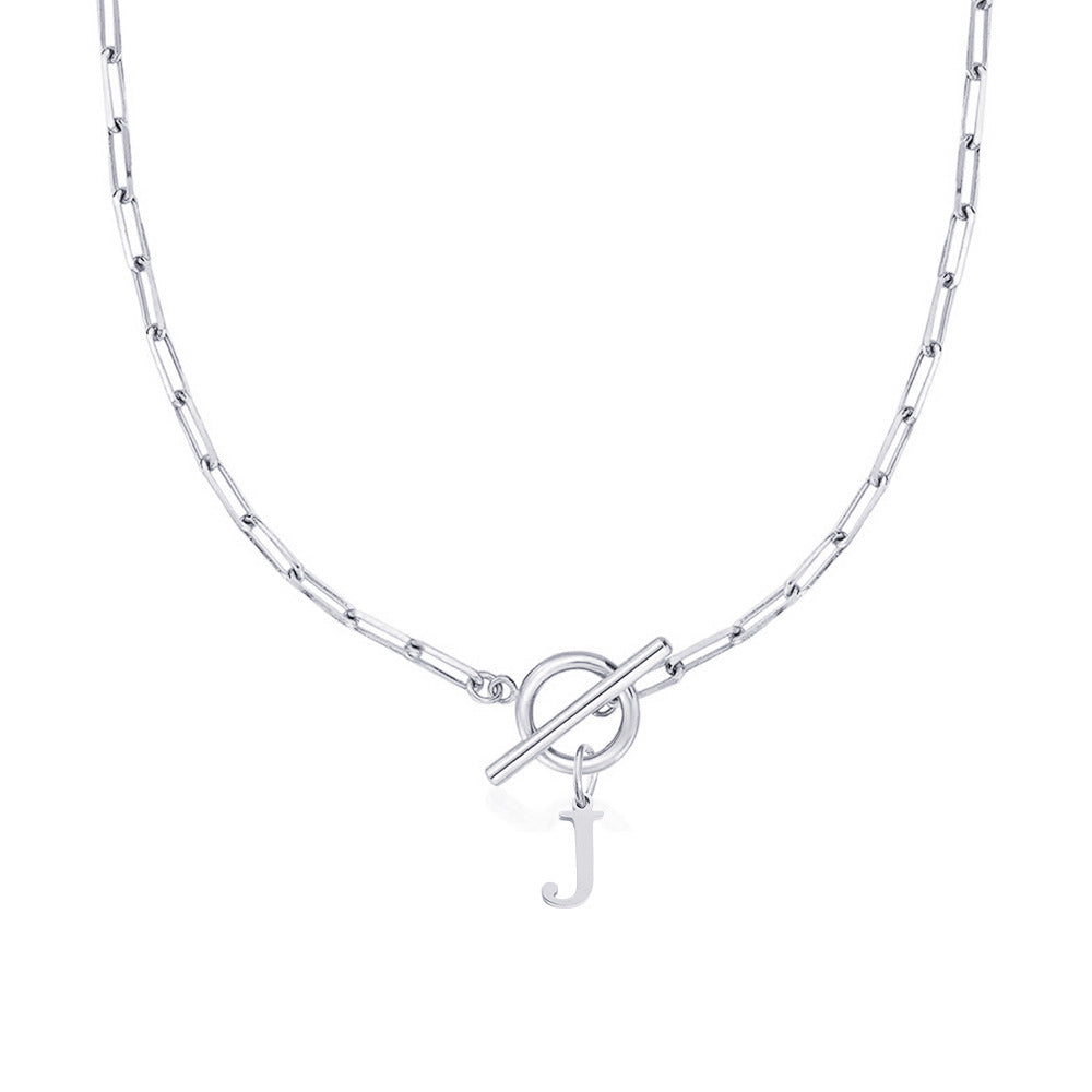 Collar Paperclip con Inicial y Cierre Circular