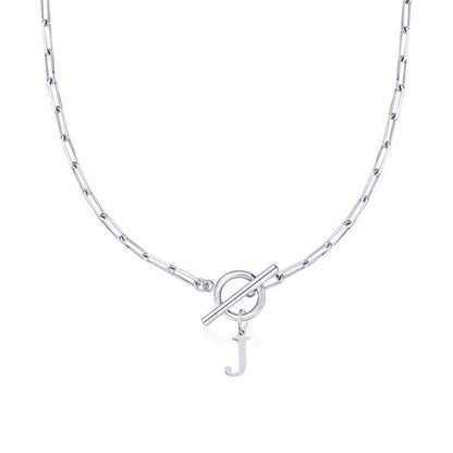 Collar Paperclip con Inicial y Cierre Circular