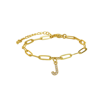 Pulsera delicada de eslabones clip con inicial
