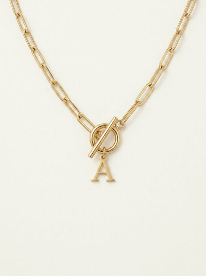 Collar Paperclip con Inicial y Cierre Circular