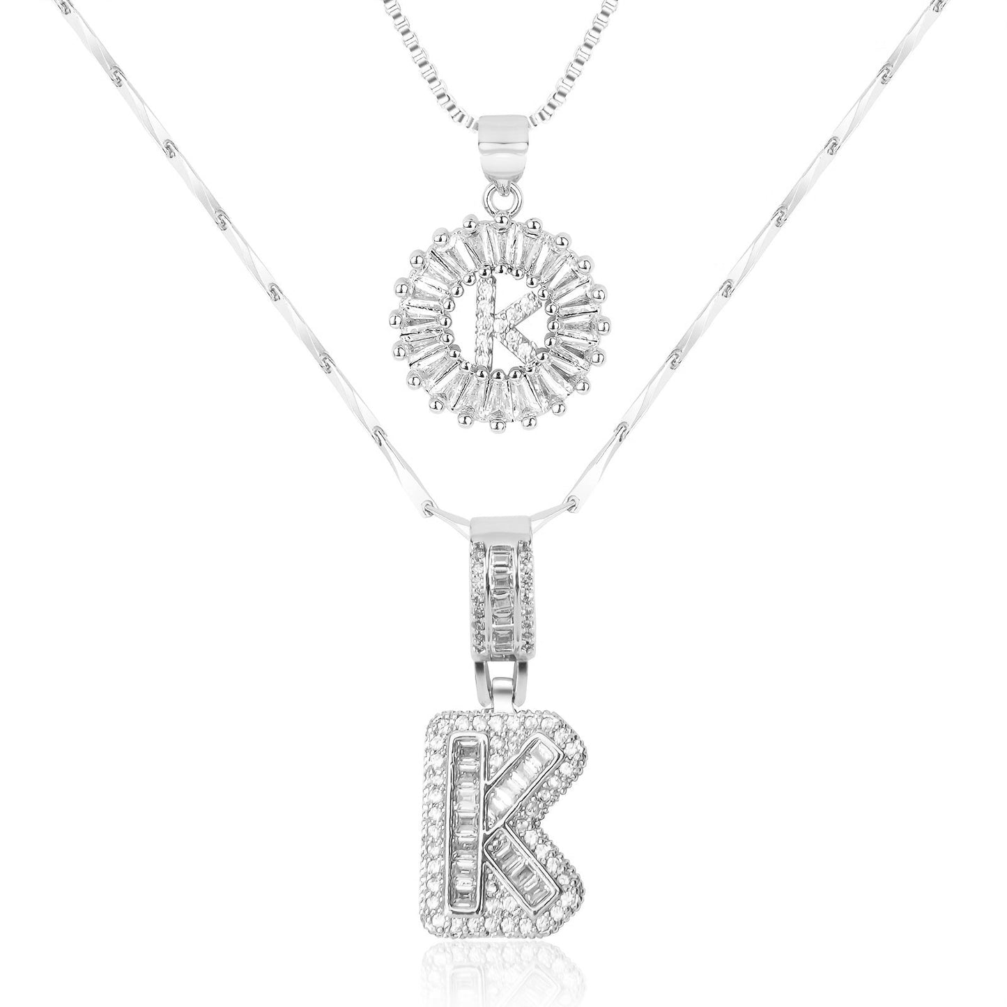 Set de 2 Collares 14K con Inicial y Brillo