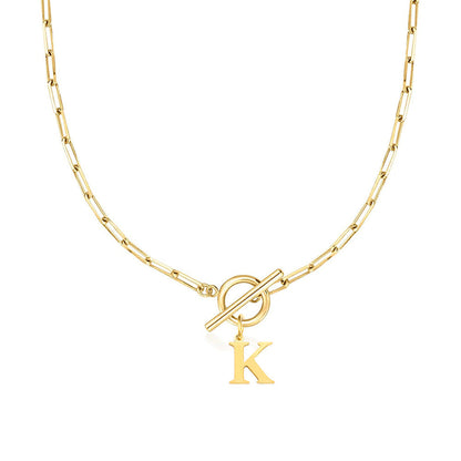 Collar Paperclip con Inicial y Cierre Circular