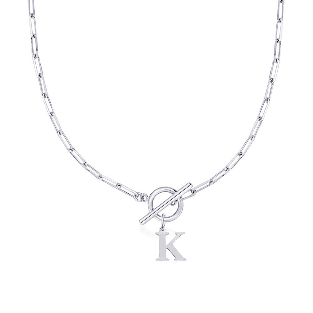 Collar Paperclip con Inicial y Cierre Circular