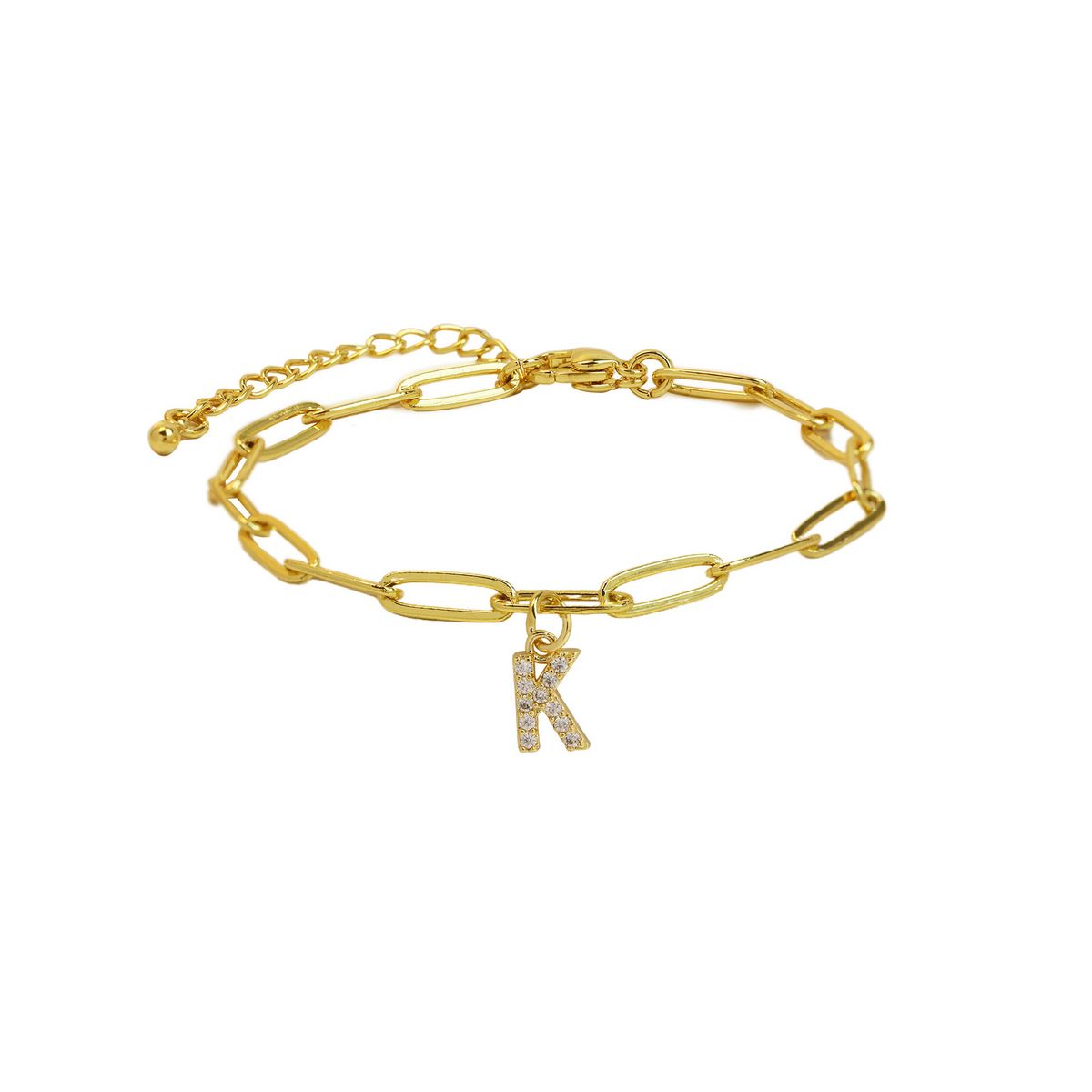 Pulsera delicada de eslabones clip con inicial