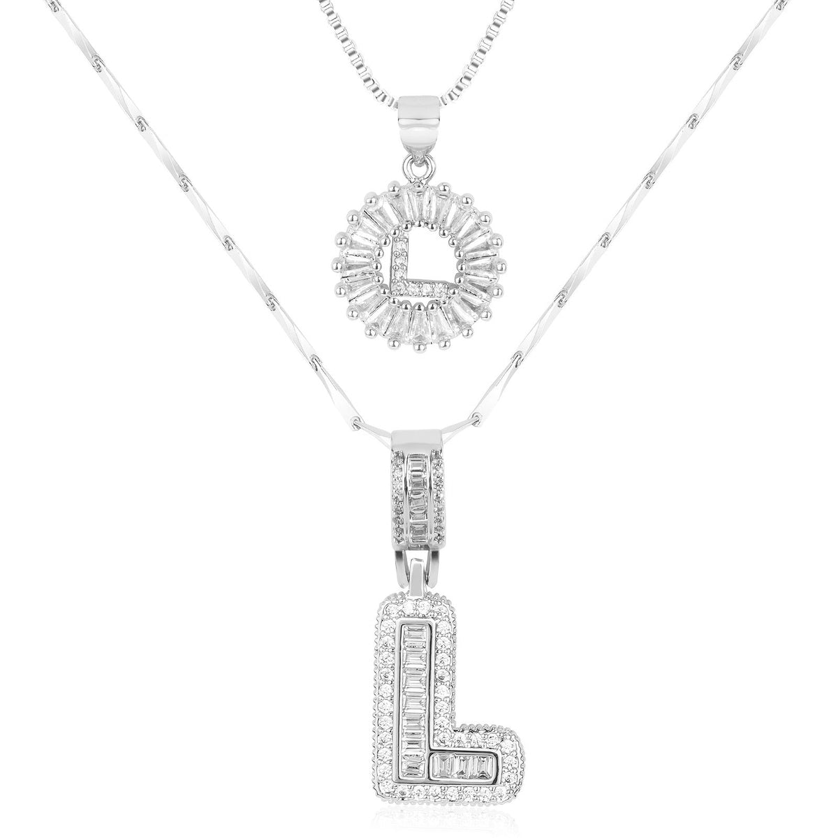 Set de 2 Collares 14K con Inicial y Brillo