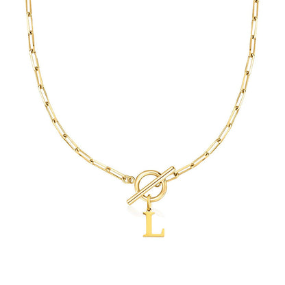 Collar Paperclip con Inicial y Cierre Circular