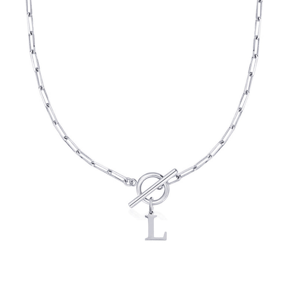 Collar Paperclip con Inicial y Cierre Circular