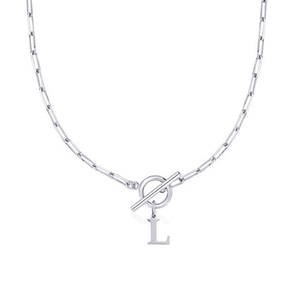Collar Paperclip con Inicial y Cierre Circular