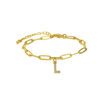 Pulsera delicada de eslabones clip con inicial