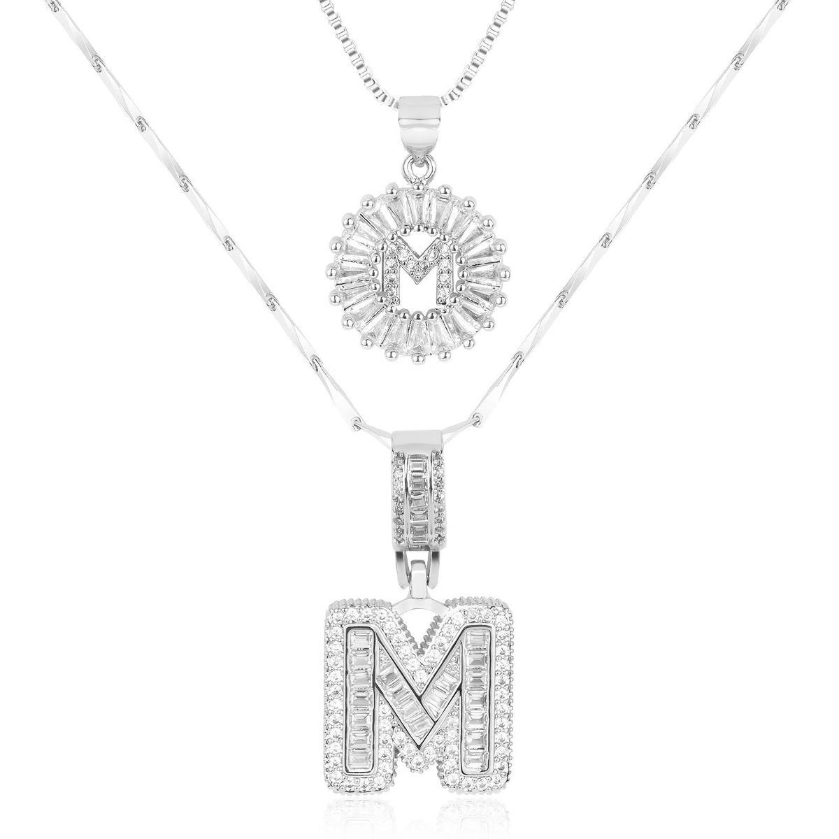 Set de 2 Collares 14K con Inicial y Brillo