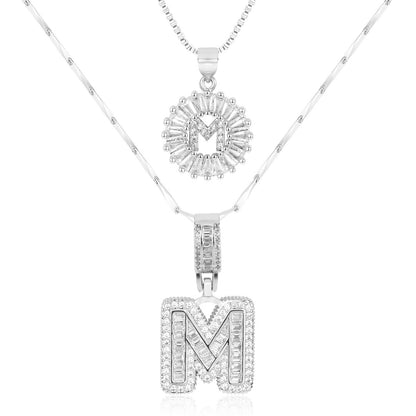 Set de 2 Collares 14K con Inicial y Brillo