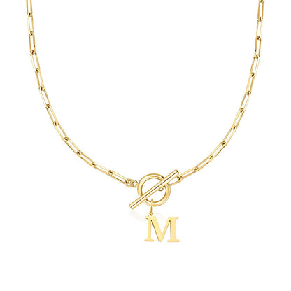 Collar Paperclip con Inicial y Cierre Circular