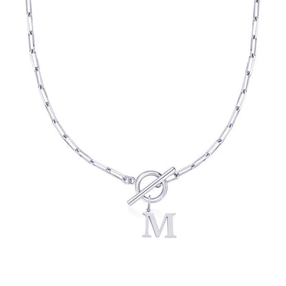 Collar Paperclip con Inicial y Cierre Circular